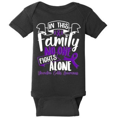 In This Family No One Fights Alone Ulcerative Colitis Awareness Baby Bodysuit