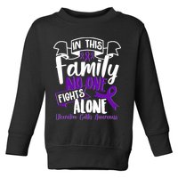 In This Family No One Fights Alone Ulcerative Colitis Awareness Toddler Sweatshirt