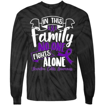 In This Family No One Fights Alone Ulcerative Colitis Awareness Tie-Dye Long Sleeve Shirt