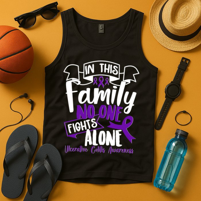In This Family No One Fights Alone Ulcerative Colitis Awareness Tank Top