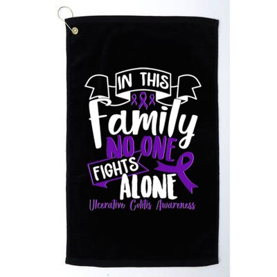 In This Family No One Fights Alone Ulcerative Colitis Awareness Platinum Collection Golf Towel