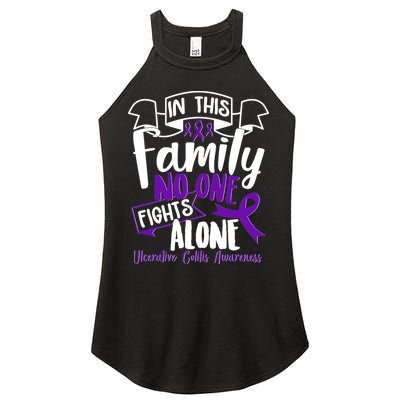 In This Family No One Fights Alone Ulcerative Colitis Awareness Women's Perfect Tri Rocker Tank
