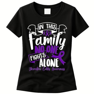 In This Family No One Fights Alone Ulcerative Colitis Awareness Womens T-Shirt