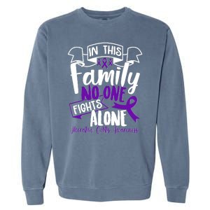 In This Family No One Fights Alone Ulcerative Colitis Awareness Garment-Dyed Sweatshirt