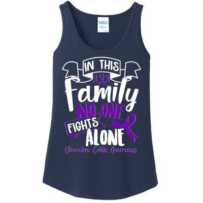 In This Family No One Fights Alone Ulcerative Colitis Awareness Ladies Essential Tank