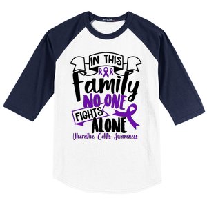 In This Family No One Fights Alone Ulcerative Colitis Awareness Baseball Sleeve Shirt