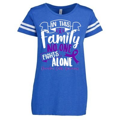 In This Family No One Fights Alone Ulcerative Colitis Awareness Enza Ladies Jersey Football T-Shirt