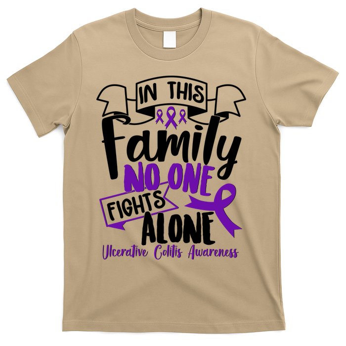 In This Family No One Fights Alone Ulcerative Colitis Awareness T-Shirt