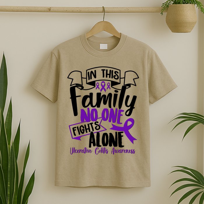 In This Family No One Fights Alone Ulcerative Colitis Awareness T-Shirt