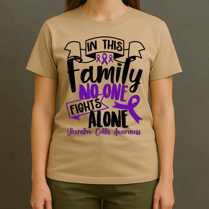 In This Family No One Fights Alone Ulcerative Colitis Awareness T-Shirt