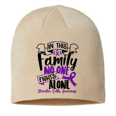In This Family No One Fights Alone Ulcerative Colitis Awareness Sustainable Beanie