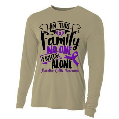 In This Family No One Fights Alone Ulcerative Colitis Awareness Cooling Performance Long Sleeve Crew