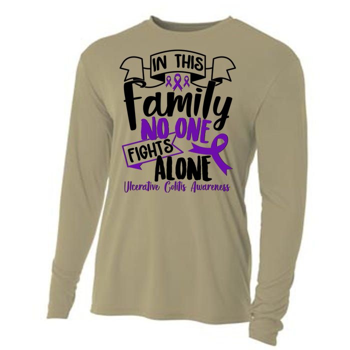 In This Family No One Fights Alone Ulcerative Colitis Awareness Cooling Performance Long Sleeve Crew