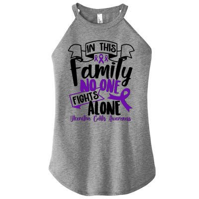 In This Family No One Fights Alone Ulcerative Colitis Awareness Women's Perfect Tri Rocker Tank