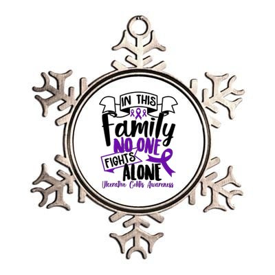 In This Family No One Fights Alone Ulcerative Colitis Awareness Metallic Star Ornament