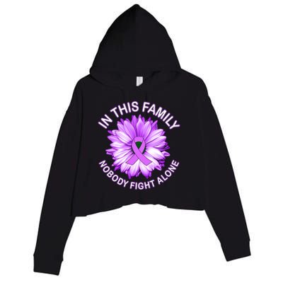 In This Family Nobody Fights Alone Hodgkins Lymphoma Gift Crop Fleece Hoodie