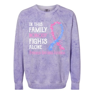 In This Family Nobody Fights Alone Hyperemesis Gravidarum Gift Colorblast Crewneck Sweatshirt