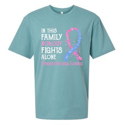 In This Family Nobody Fights Alone Hyperemesis Gravidarum Gift Sueded Cloud Jersey T-Shirt