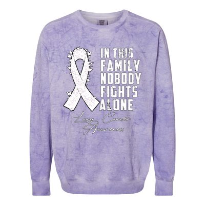 In This Family Nobody Fights Alone Lung Cancer Gift Colorblast Crewneck Sweatshirt