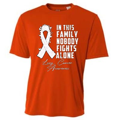 In This Family Nobody Fights Alone Lung Cancer Gift Cooling Performance Crew T-Shirt