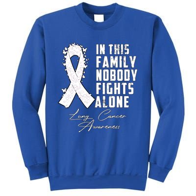 In This Family Nobody Fights Alone Lung Cancer Gift Sweatshirt