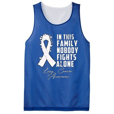 In This Family Nobody Fights Alone Lung Cancer Gift Mesh Reversible Basketball Jersey Tank