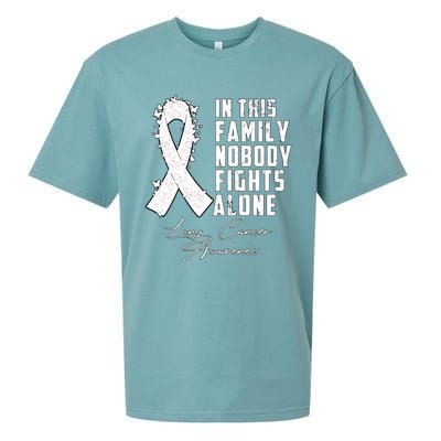 In This Family Nobody Fights Alone Lung Cancer Gift Sueded Cloud Jersey T-Shirt