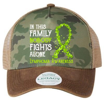 In This Family Nobody Fights Alone Lymphoma Great Gift Legacy Tie Dye Trucker Hat