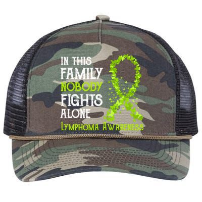 In This Family Nobody Fights Alone Lymphoma Great Gift Retro Rope Trucker Hat Cap