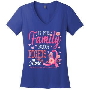 In This Family Nobody Fights Alone Neuroendocrine Cancer Cool Gift Women's V-Neck T-Shirt