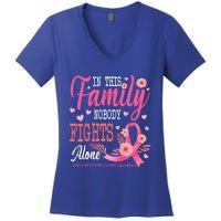 In This Family Nobody Fights Alone Neuroendocrine Cancer Cool Gift Women's V-Neck T-Shirt