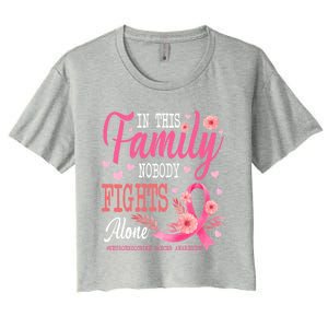 In This Family Nobody Fights Alone Neuroendocrine Cancer Cool Gift Women's Crop Top Tee