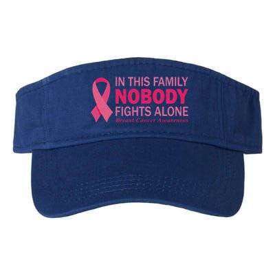 In This Family Nobody Fights Alone Funny Gift Breast Cancer Warrior Funny Gift Valucap Bio-Washed Visor