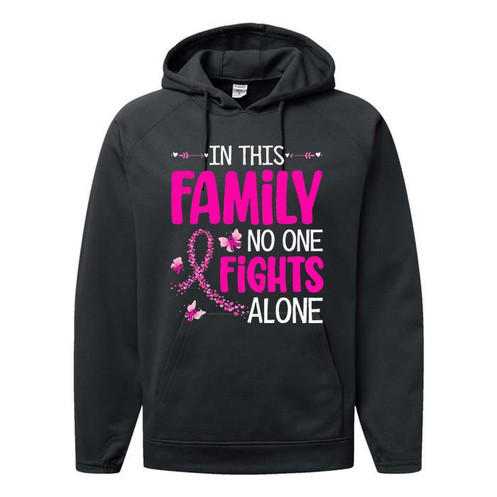 In This Family No One Fight Alone Breast Cancer Awareness Performance Fleece Hoodie