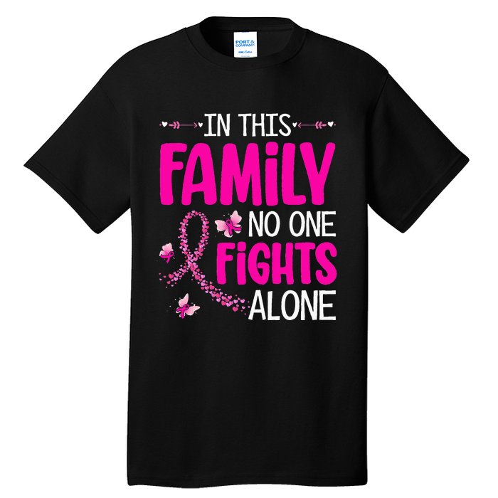 In This Family No One Fight Alone Breast Cancer Awareness Tall T-Shirt