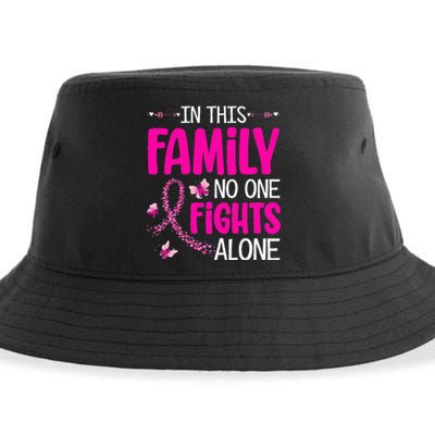 In This Family No One Fight Alone Breast Cancer Awareness Sustainable Bucket Hat