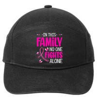 In This Family No One Fight Alone Breast Cancer Awareness 7-Panel Snapback Hat