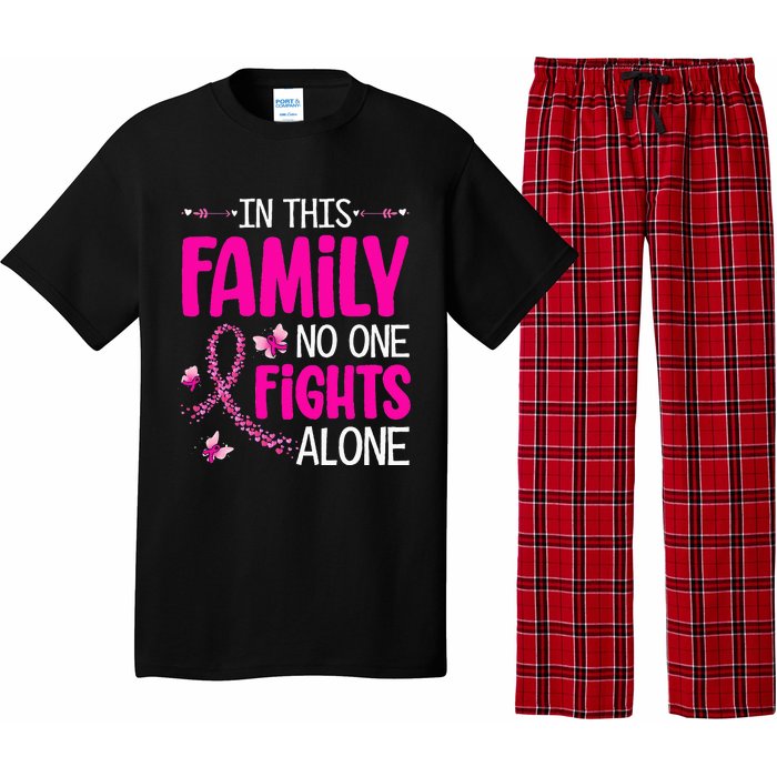 In This Family No One Fight Alone Breast Cancer Awareness Pajama Set