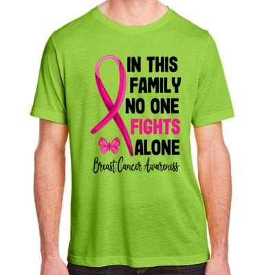 In This Family Nobody Fights Alone Breast Cancer Warrior Gift Adult ChromaSoft Performance T-Shirt