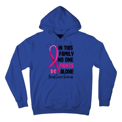 In This Family Nobody Fights Alone Breast Cancer Warrior Gift Hoodie