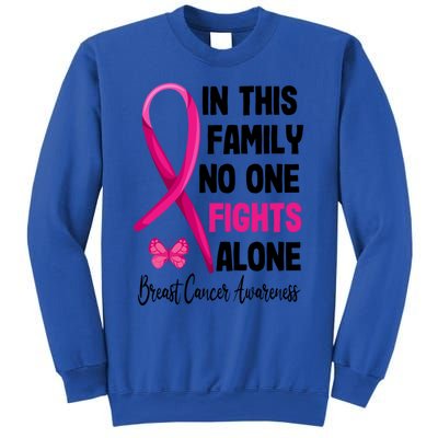 In This Family Nobody Fights Alone Breast Cancer Warrior Gift Sweatshirt