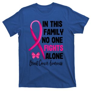 In This Family Nobody Fights Alone Breast Cancer Warrior Gift T-Shirt