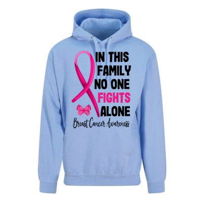 In This Family Nobody Fights Alone Breast Cancer Warrior Gift Unisex Surf Hoodie