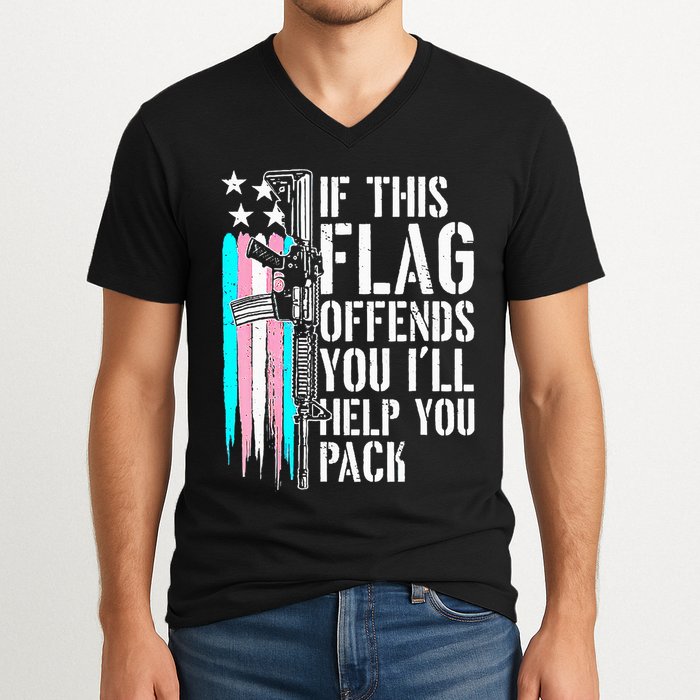 If This Flag Offends You ILl Help You Pack V-Neck T-Shirt