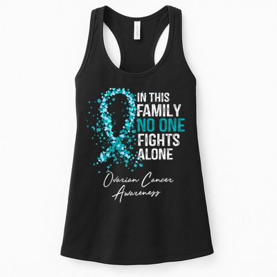 In This Family No One Fights Alone Ovarian Cancer Awareness Gift Womens Tank Top