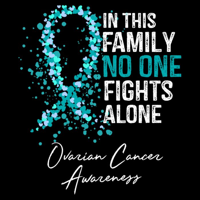 In This Family No One Fights Alone Ovarian Cancer Awareness Gift Womens T-Shirt