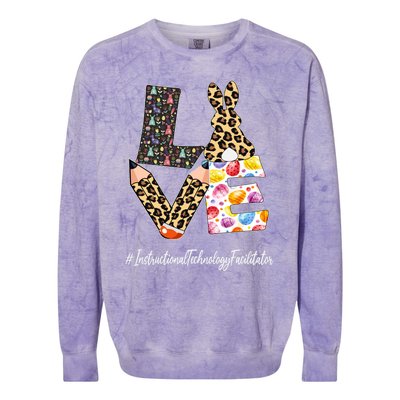 Instructional Technology Facilitator Love Easter Day Leopard Gift Colorblast Crewneck Sweatshirt