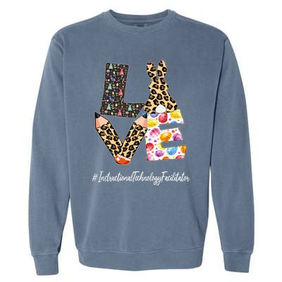 Instructional Technology Facilitator Love Easter Day Leopard Gift Garment-Dyed Sweatshirt