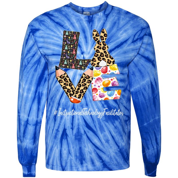 Instructional Technology Facilitator Love Easter Day Leopard Gift Tie-Dye Long Sleeve Shirt