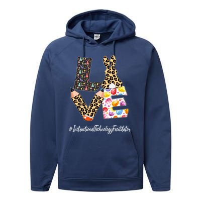 Instructional Technology Facilitator Love Easter Day Leopard Gift Performance Fleece Hoodie